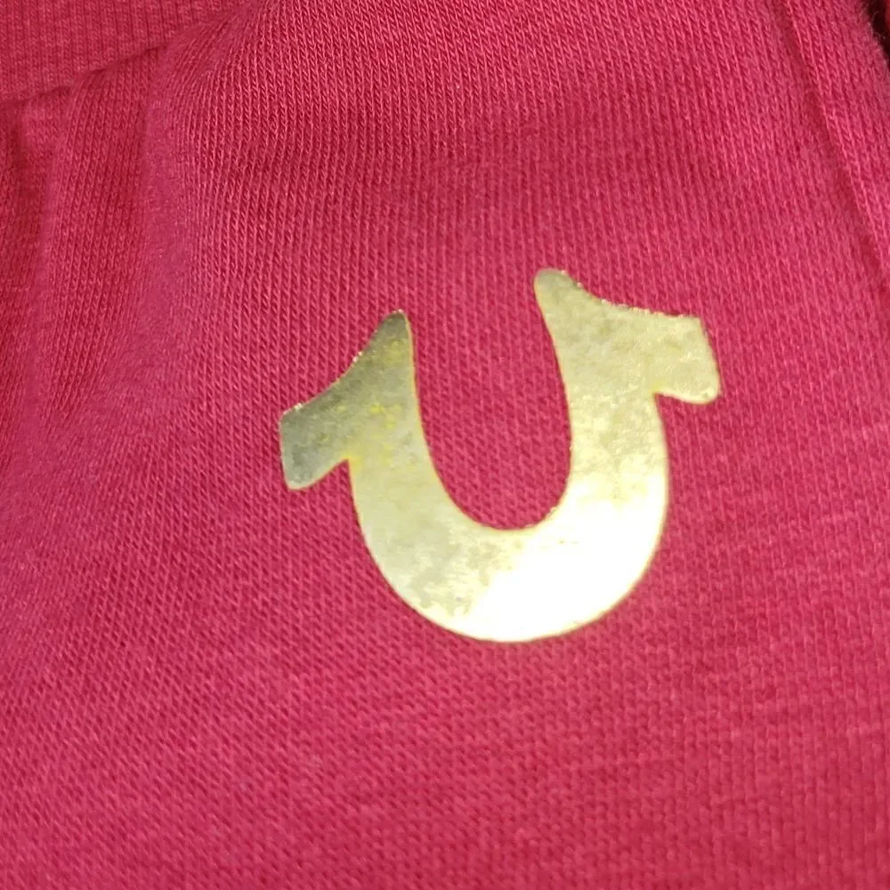 True Religion BOY'S LOGO JOGGERS Sweatpants IN RED DAHLIA M